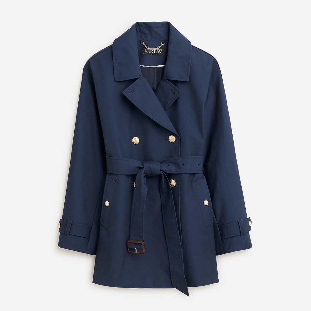 J. Crew Short Trench Coat with Notched Lapels in Navy (size S) NWT